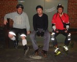 Mitchell, Andre, and Bernie rest on the March 4, 2002 Monday Night Skate. Photo by Steve Lee.