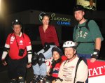 Bernie, Shelly, Julie, Gordon, Martin rest at T Stret and Alhambra Boulevard on the March 10, 2003 Monday Night Skate. Photo by Mitchell.