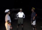 Gerald, Steve, John pause on American RiverParkway on March 19, 2001 Monday Night Skate.