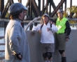 Mitchell, Steve, Dale, Dan regroup on American River Parkway on April 9, 2001 Monday Night Skate.