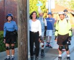  Linda, Peggy, Dick, Alex, Gordon, Guy, and Martin regroup at 3rd and Broadway on the April 14, 2003 Monday Night Skate.