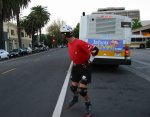 Steve Lee skates backwards on 28th Street on the April 15, 2002 Monday Night Skate.