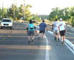 Gerald,  Mitchell, Patrick, Steve, and Mike skate South  on Front Street on the May 3, 2004 Monday Night Skate.