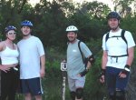 Jessica, Alex, Gordon, and Martin pose on the American River Parkway on the May 5, 2003 Monday Night Skate.