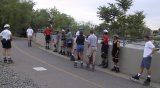 Skaters regroup near the Sacramento River on the May 14, 2001 Monday Night Skate.