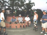 Brian, Craig,  Gordon, Mitchell, Will, and John regroup near the Tower Theater   on the May 24, 2004 Monday Night Skate.