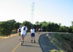 Guy, Jason, Rachel, Gordon, Dick, Steve or Craig, and Mitchell skate on the trail to Rio Linda on the July 7, 2003 Monday Night Skate.