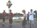 Gordon, Craig, Dick, Steve, and Jason near the Sacramento River on the July 14, 2003 Monday Night Skate.