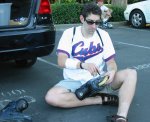 Jason rotates his wheels before the July 14, 2003 Monday Night Skate.