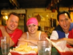 Guy, Adriana, and Steve at Vallejo's after  the August 16, 2004 Monday Night Skate.