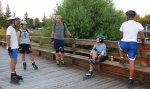 Steve, Guy, Martin, Linda, and Donnie rest at the Marina on the September 2, 2002 Monday Night Skate.