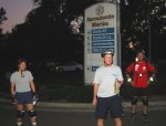 Yvonne, Guy, and Craig regrouping at the Sacramento Marina on the September 15, 2003 Monday Night Skate.
