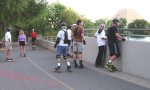 Skaters regroup near Old Sacramento on the September 16, 2002 Monday Night Skate.