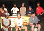 Yvonne, Mitchell, Alexander, Bryan, Guy, Caedmon, John, Rick, and Steve posing at T and Alhambra on the September 22, 2003 Monday Night Skate.