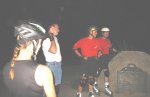 Skaters - Marci, Chris, Steve, Gordon regroup at Sutterville Road and Land Park Drive on the October 7, 2002 Monday Night Skate.