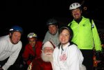 Skaters - John, Steve, Mitchell, Yvonne, and Gordon pose with Santa Claus 
    on the December 10, 2001, Monday Night Skate.