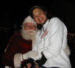 Yvonne sits on Santa's lap on the December 10, 2001, Monday Night Skate.