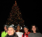 Gordon, Gerald, Brian, Bernie, and Rachael pose by the State Capitol Christmas Tree on the December 13, 2004 Monday Night Skate.  Photo by Steve.