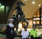 Steve, Brian, and Gordon pose near Horse at Safeway at 18th and S on the November 1, 2004 Monday Night Skate.