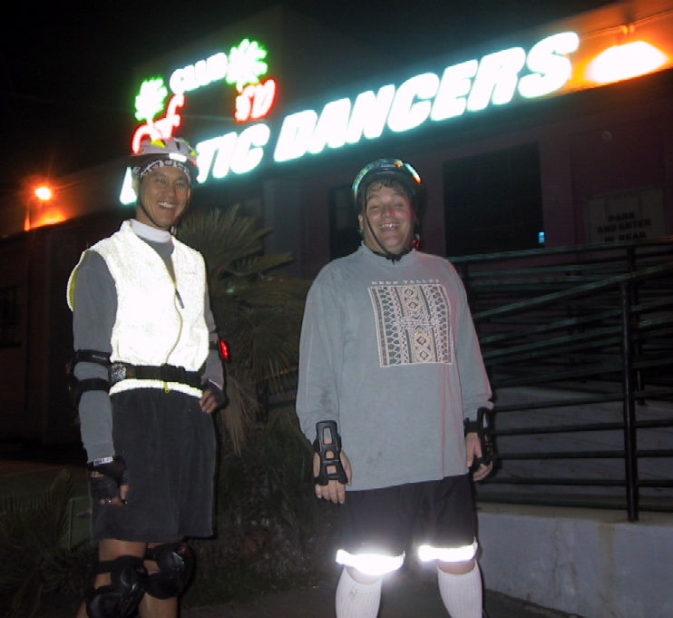 Steve and Mitchell on Richards Boulevard on the February 5, 2001 Monday Night Skate.