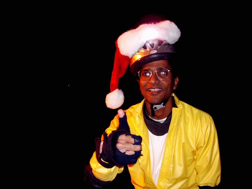 "Santa Claus" Brian poses  on the December 27, 2004 Monday Night Skate. Photo by Brian.