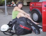  Mari Tonin prepares for October 1, 2001 Monday Night Skate.