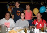 Mitchell, Kevin, Heather, Yvonne, Bernie at Vallejo's after August 6, 2001 Monday Night Skate.    Photo from Mitchell.