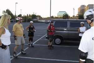 Skaters (Sonya, Chad, Liz, Mari, Daedre, and Steve) Group for The August 21, 2000 Monday Night Skate.