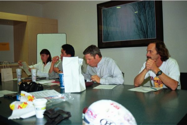 1999 National Skate Patrol Board Meeting 2: Mari Tonin, Steve Lee, Craig Robertson, Larry Barnes
